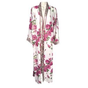 Oscar de La Renta Pink Label Robe Floral Sz M Long Sleeves Cottage Core No Belt‎